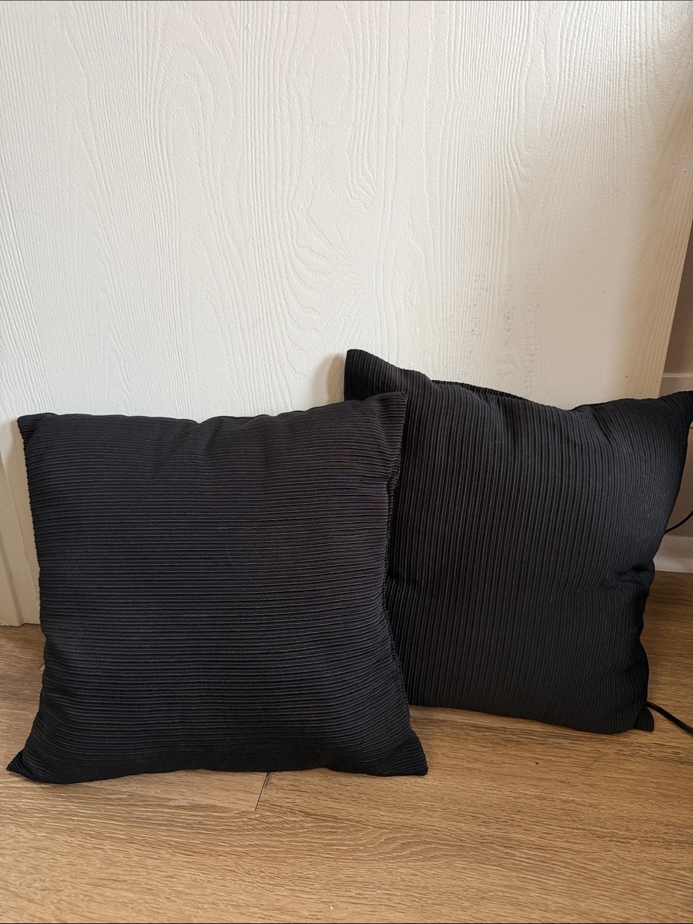 Black Ribbed Square Throw Pillows - Set of 2